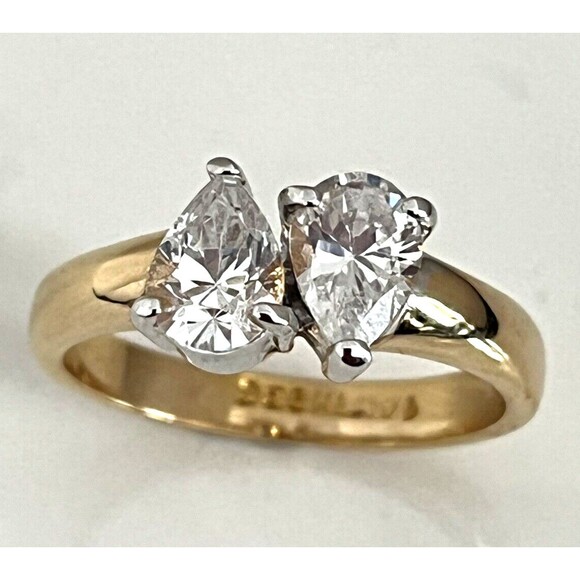 Vintage Ring  Size 5 Cubic Zirconia 14KT Gold Plate Mid-Century Design 14W - Picture 1 of 3